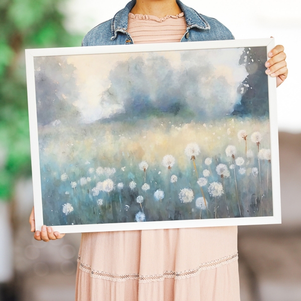 Dandelion Landscape Framed Art Print