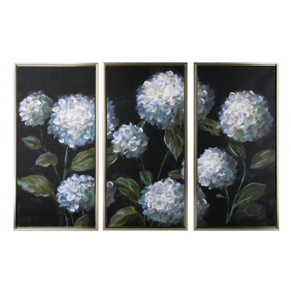 Midnight Hydrangeas Framed Canvas Prints, Set of 3 | Kirklands Home