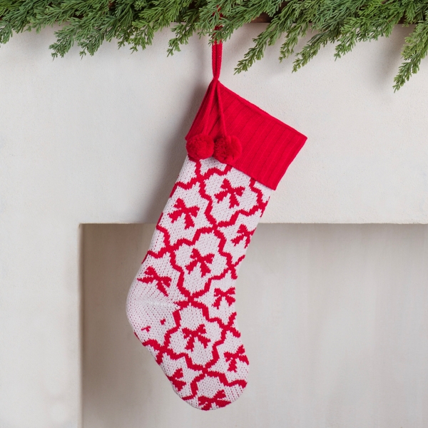 Red Bows Knit Stocking