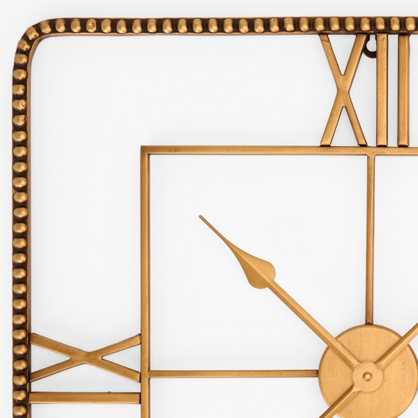Gold Metal Square Marian Wall Clock