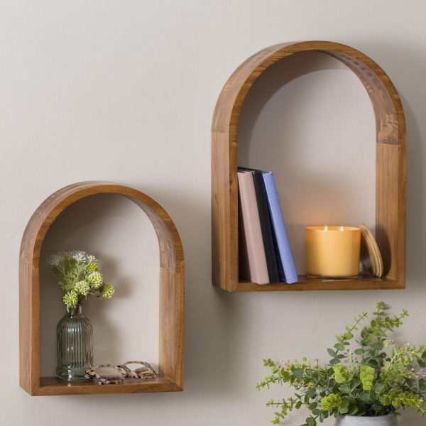 Arched Fir Wood Shelves, Set of 2 | Kirklands Home