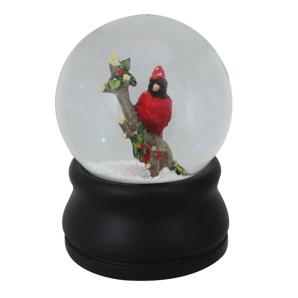 Musical Cardinal on Branch Snow Globe