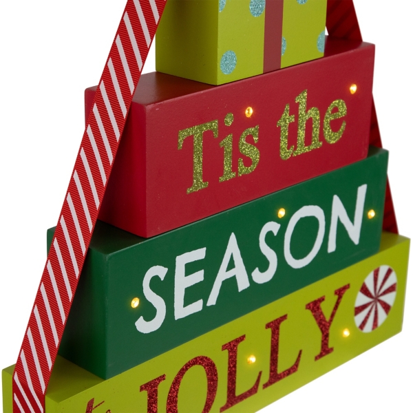 Pre-Lit Season to be Jolly Gift Box Decoration