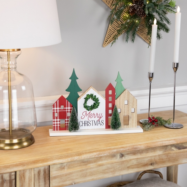 Merry Christmas Wooden Houses Decoration