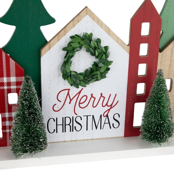 Merry Christmas Wooden Houses Decoration