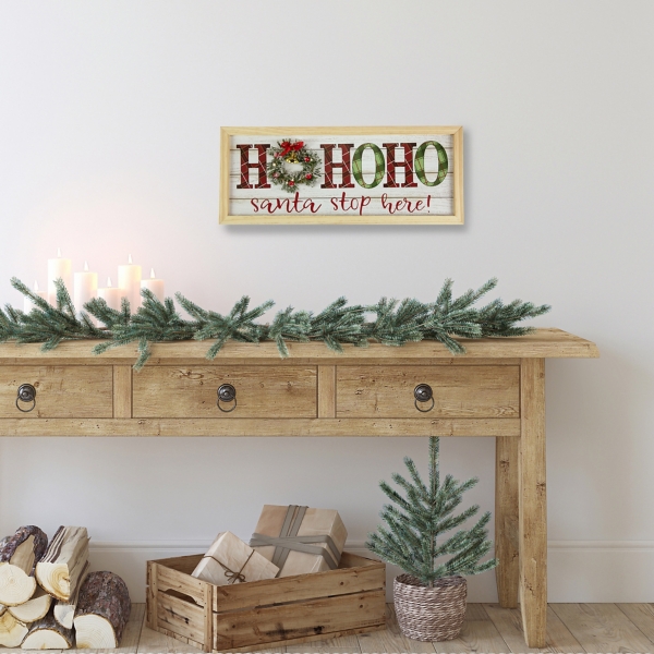 Plaid Ho Ho Ho LED Wreath Wall Plaque