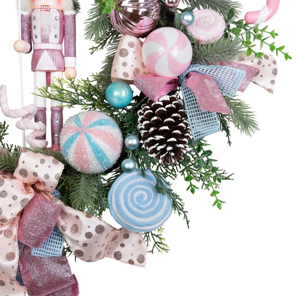 Pastel Nutcracker and Ornaments Wreath