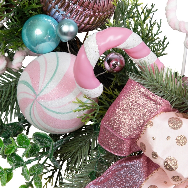 Pastel Nutcracker and Ornaments Wreath