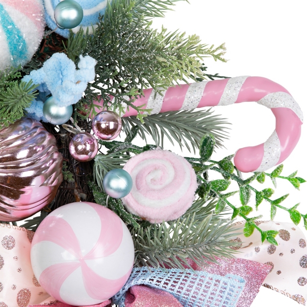 Pastel Nutcracker and Ornaments Wreath