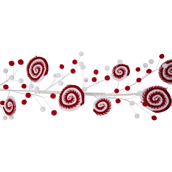 Candy Cane Swirls and Pom Poms Garland