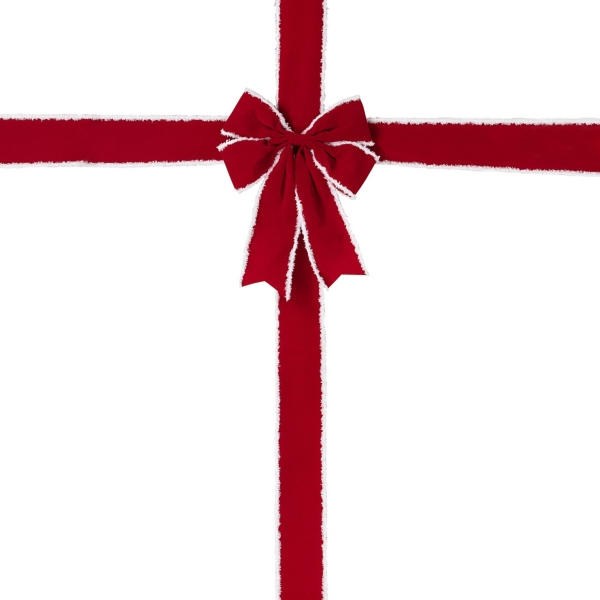 Red & White Velvet Christmas Door Bow