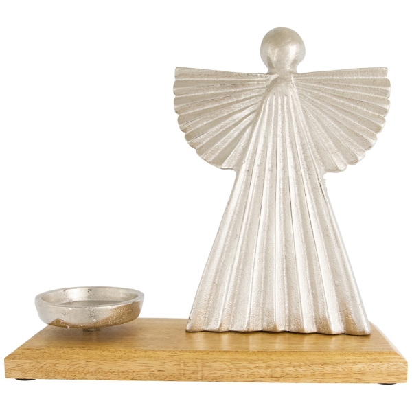 Silver Metal Angel Votive Candle Holder