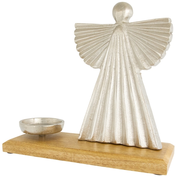 Silver Metal Angel Votive Candle Holder