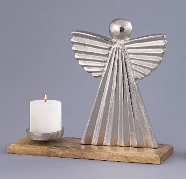 Silver Metal Angel Votive Candle Holder