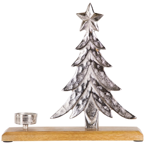Silver Metal Tree Tealight Candle Holder