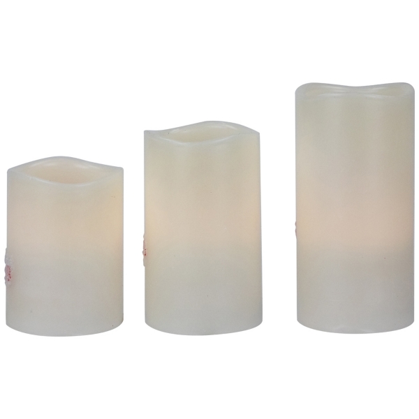 LED Merry Christmas Pillar Candles, Set of 3