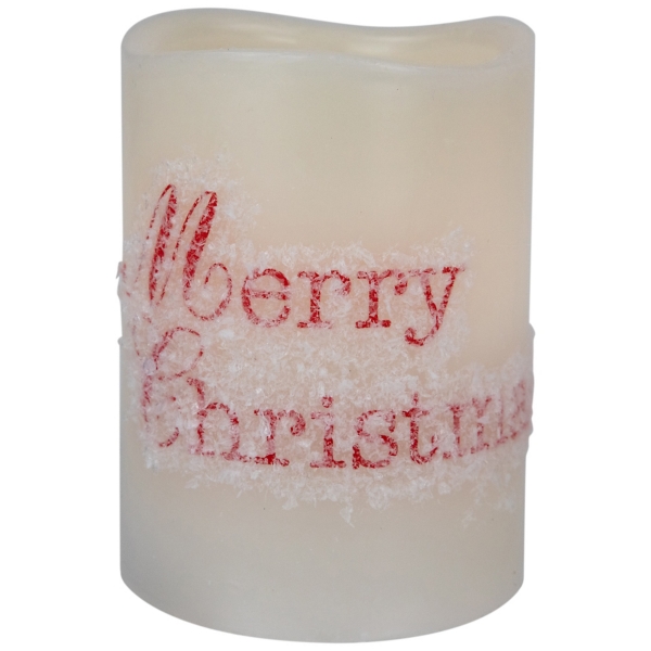 LED Merry Christmas Pillar Candles, Set of 3
