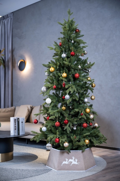 Beige Burlap Reindeer Christmas Tree Collar