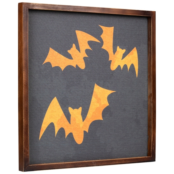 Orange Bats Halloween Framed Wall Plaque