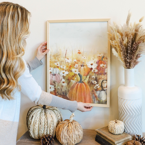 Floral Pumpkin Patch Framed Art Print