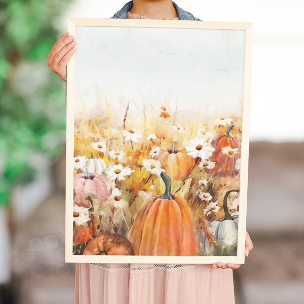 Floral Pumpkin Patch Framed Art Print
