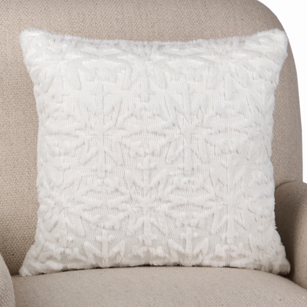 White Faux Fur Snowflake Pillow