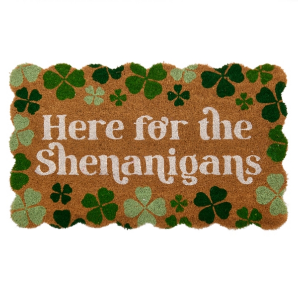 Here for the Shenanigans Scalloped Coir Doormat