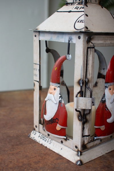 Recycled Iron Santa Christmas Lantern