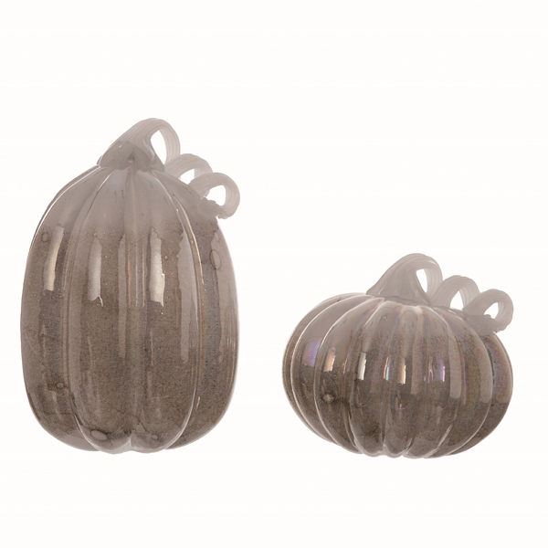 Silver Glass Pumpkins, Set of 2