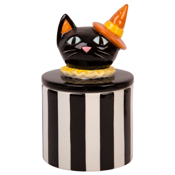 Black and White Stripe Cat Canister