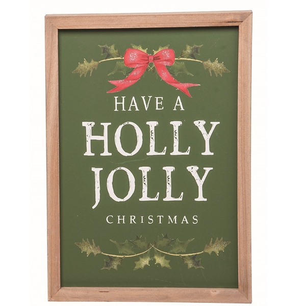 Holly Jolly Merry & Bright Wall Plaques, Set of 2