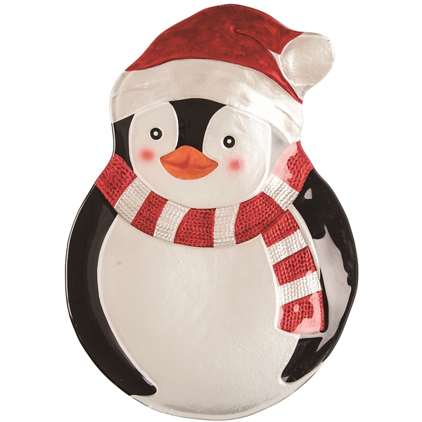 Penguin Fused Glass Serving Platter