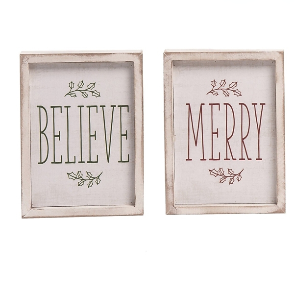 Holiday Sentiment Reversible Wood Blocks, Set of 4
