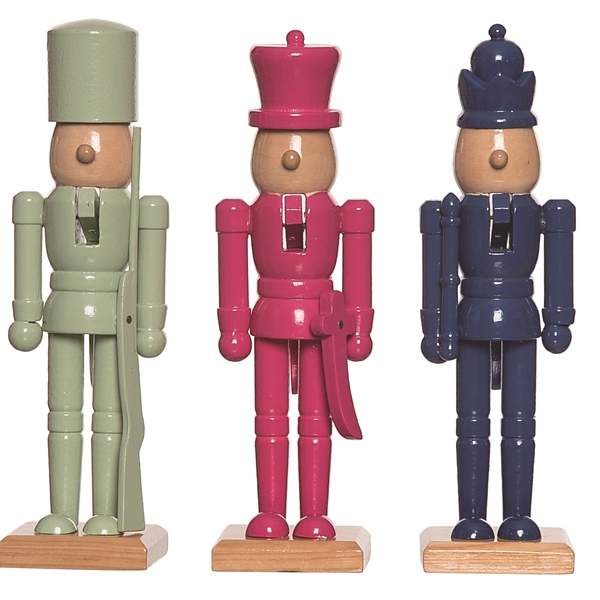 Multicolor Wood Christmas Nutcrackers, Set of 3
