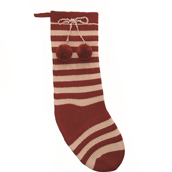Red and White Knit Christmas Stockings, Set of 2