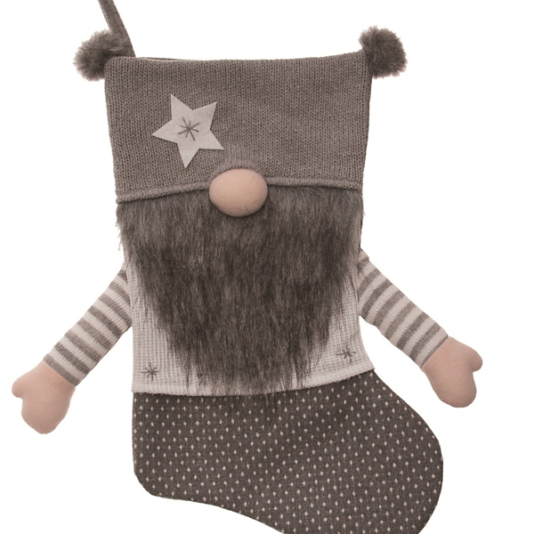 Red and Gray Gnome Christmas Stockings, Set of 2