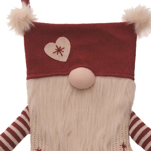 Red and Gray Gnome Christmas Stockings, Set of 2
