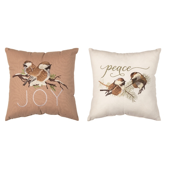 Embroidered Peace & Joy Pillows, Set of 2