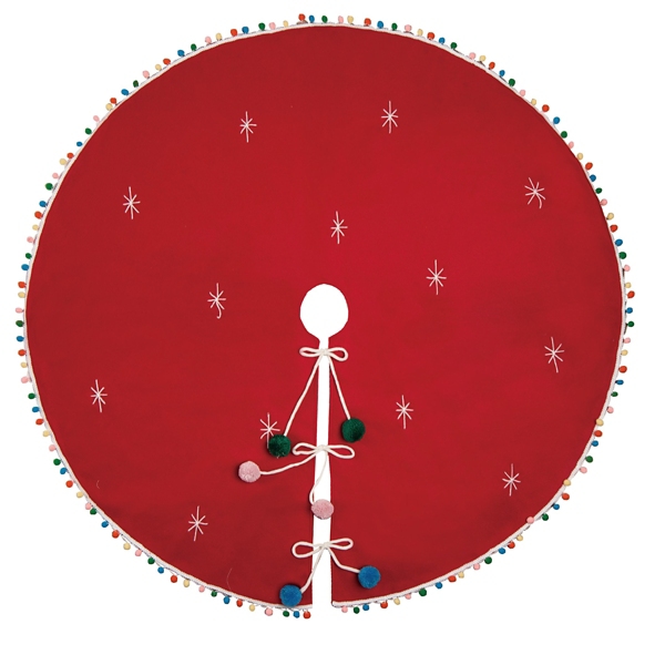 Red Snowflake Confetti Tree Skirt