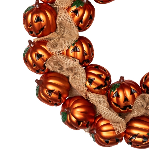 Jack o Lantern and Burlap Halloween Wreath