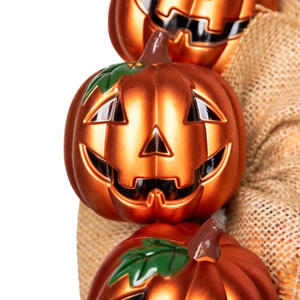 Jack o Lantern and Burlap Halloween Wreath