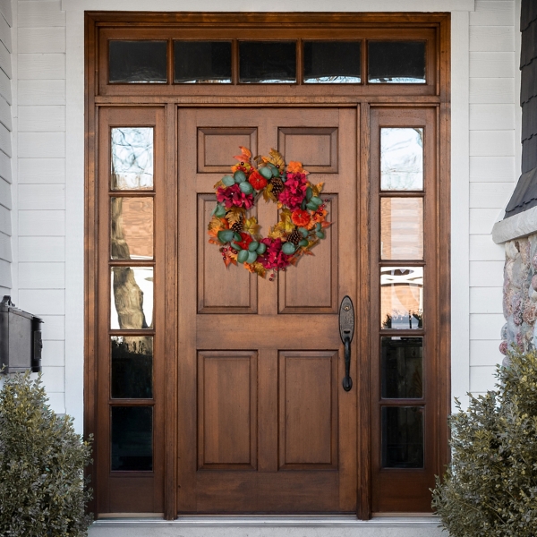 Burgundy Foliage and Pinecone Fall Wreath