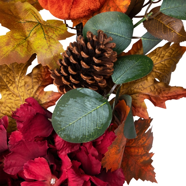 Burgundy Foliage and Pinecone Fall Wreath