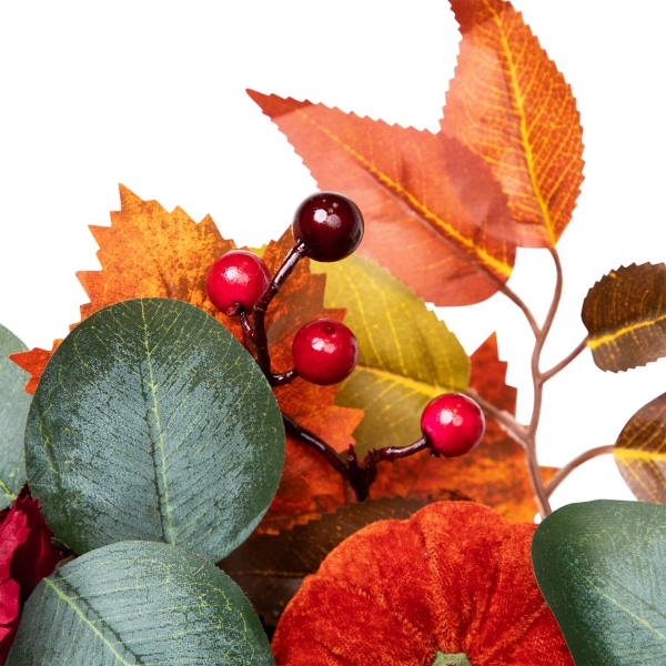 Burgundy Foliage and Pinecone Fall Wreath