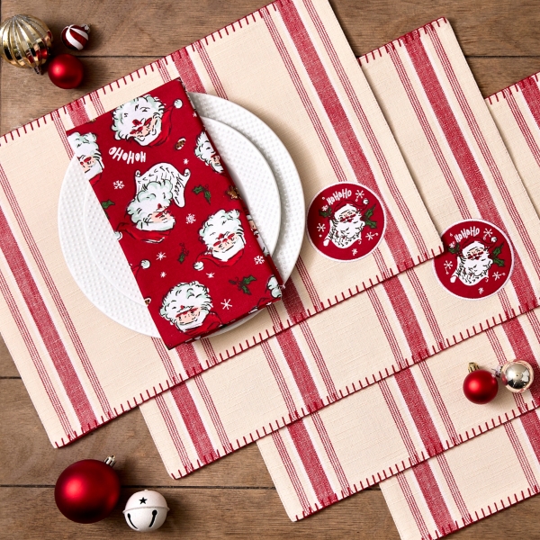 Striped Santa Embellishment Placemats, Set of 4