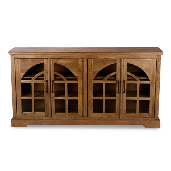 Archer Brown Wood 4-Door Cabinet
