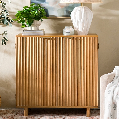 Leighton Natural Ribbed Wood Side Table | Kirklands Home