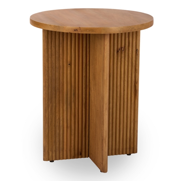 Leighton Natural Ribbed Wood Side Table | Kirklands Home