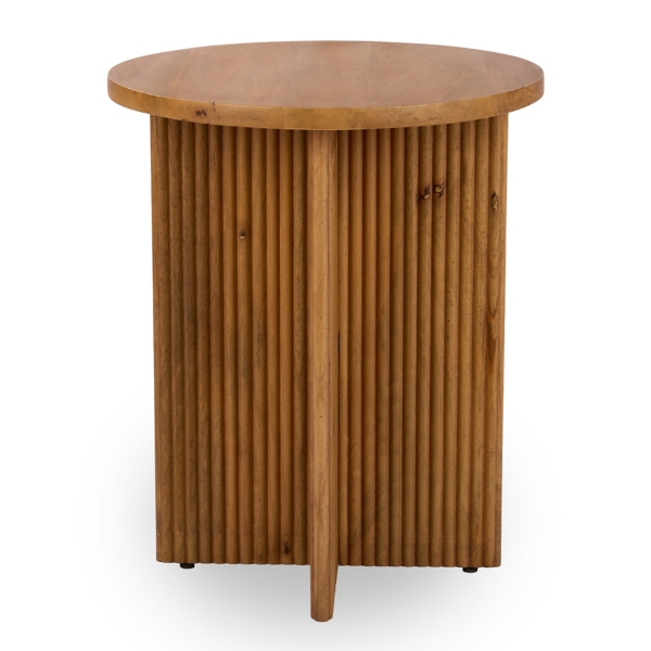 Leighton Natural Ribbed Wood Side Table