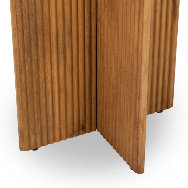 Leighton Natural Ribbed Wood Side Table